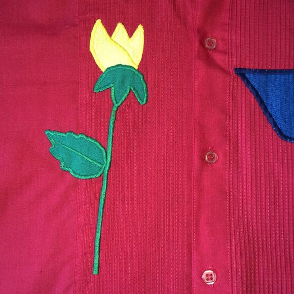 Vintage Needleworks, Etc red tuxedo shirt with map of Texas size medium - Picture 6 of 12